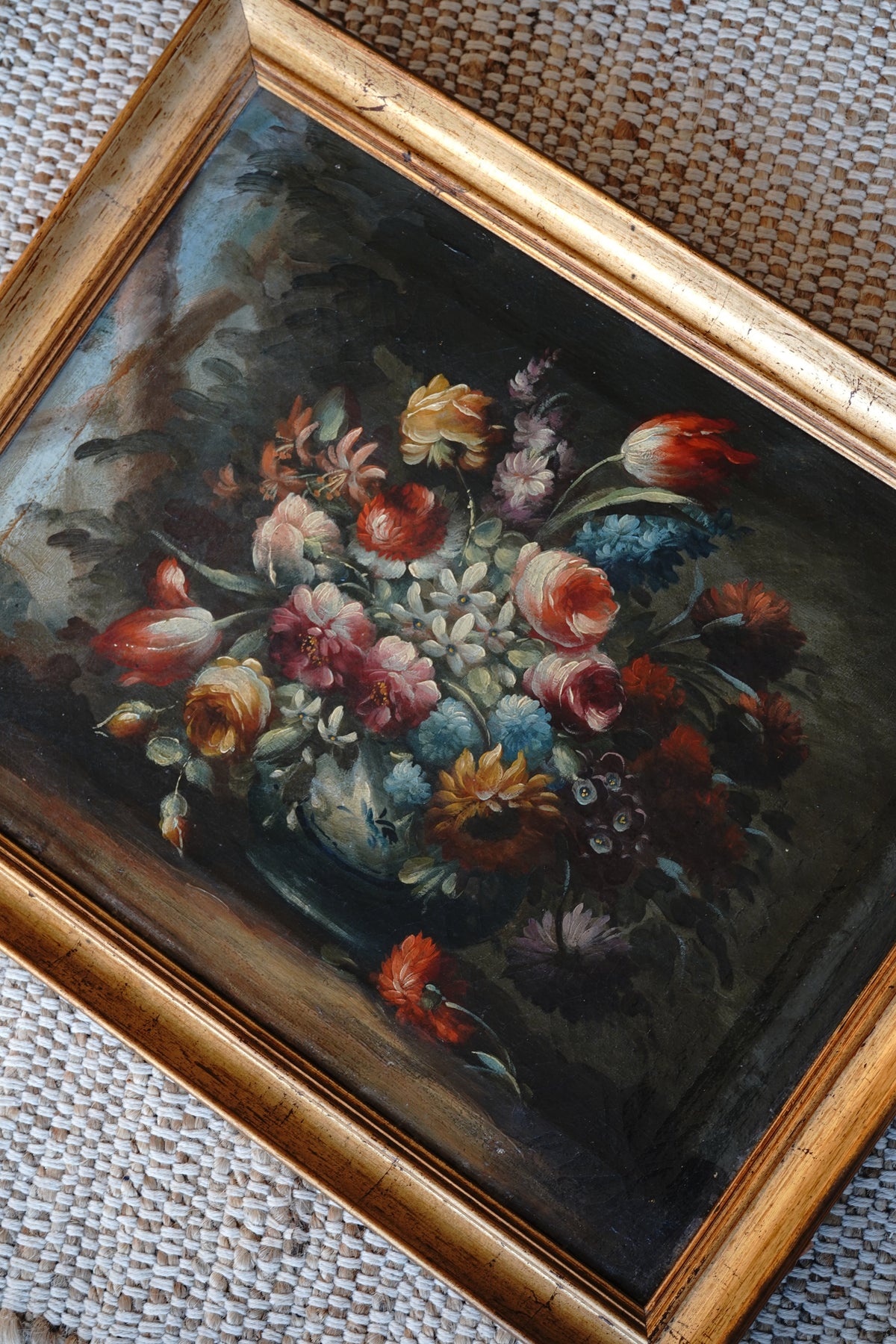 Antique 18th C Flemish Still Life of Florals Painting