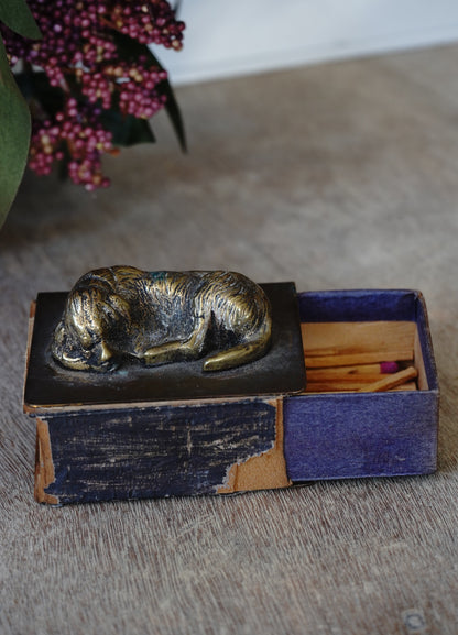 Gilt Bronze Dog Matchbox Holder