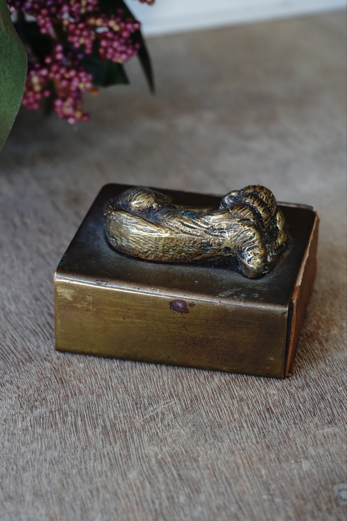 Gilt Bronze Dog Matchbox Holder