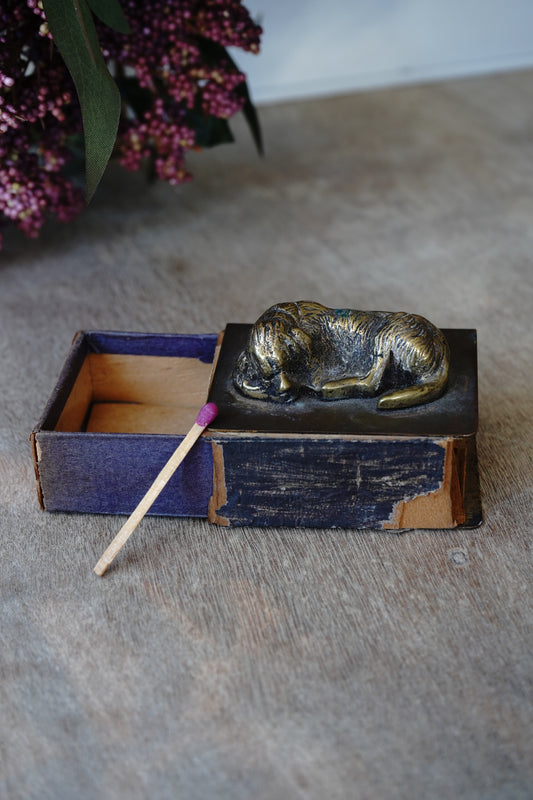 Gilt Bronze Dog Matchbox Holder