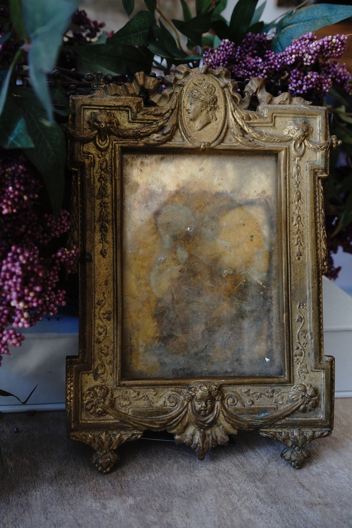 Antique French Gilt Bronze Empire Picture Frame