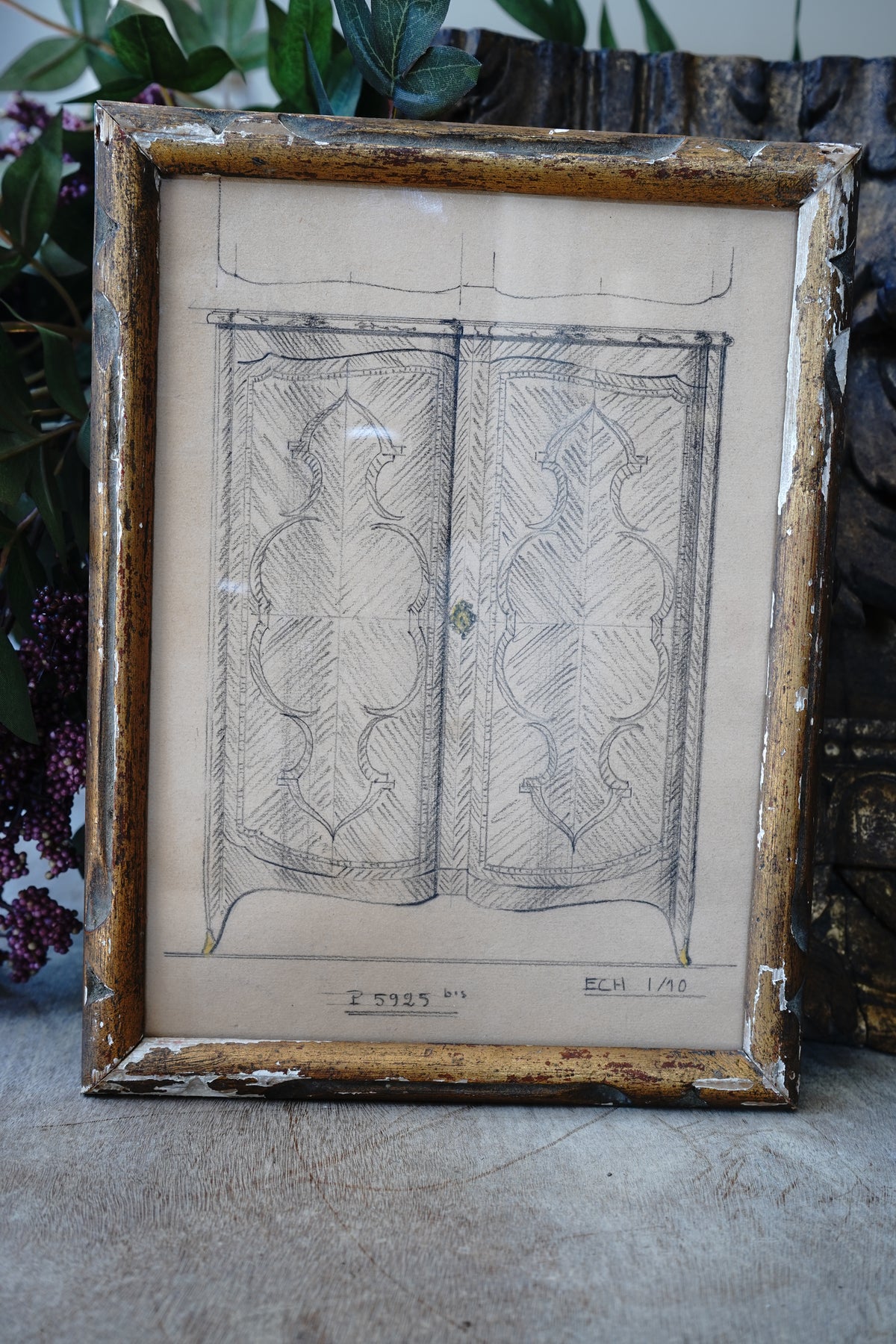 Antique Furniture Design Sketch of Cabinet