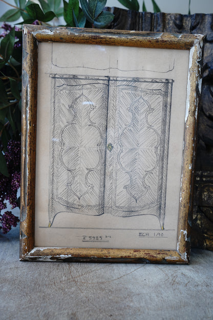 Antique Furniture Design Sketch of Cabinet
