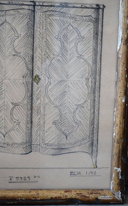 Antique Furniture Design Sketch of Cabinet