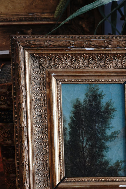Antique Petite Treetop Landscape Oil Painting