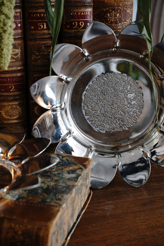 Vintage Silver Plated Flower Coaster
