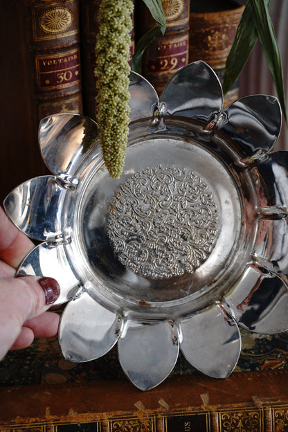 Vintage Silver Plated Flower Coaster