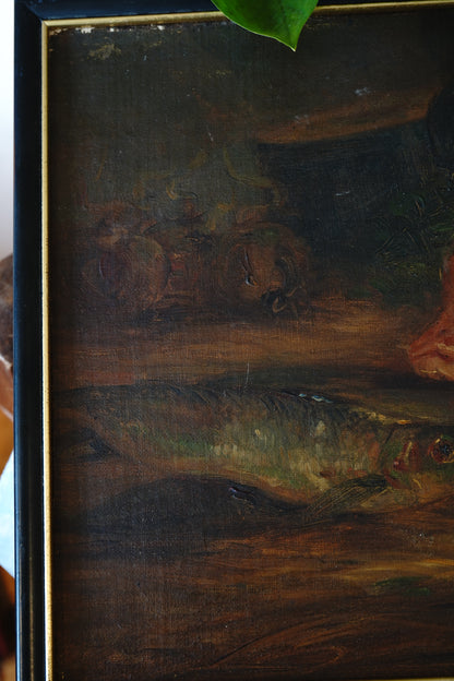 Antique Painting of Fish and Table Setting
