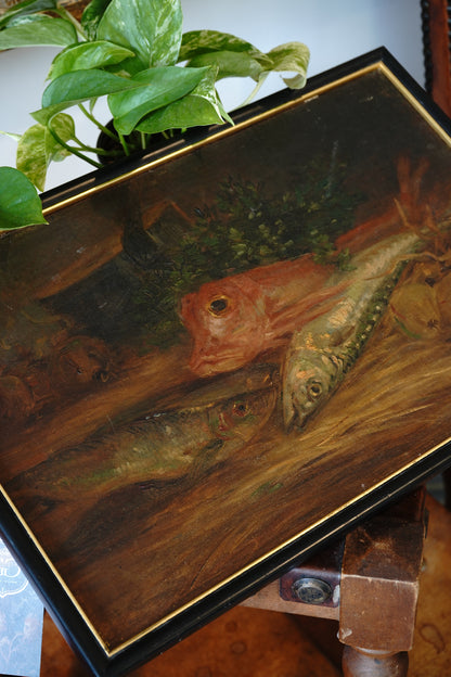 Antique Painting of Fish and Table Setting