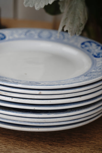 Antique Blue & White Porcelain Bird Plates Circa 19th c. (Set of 8 )