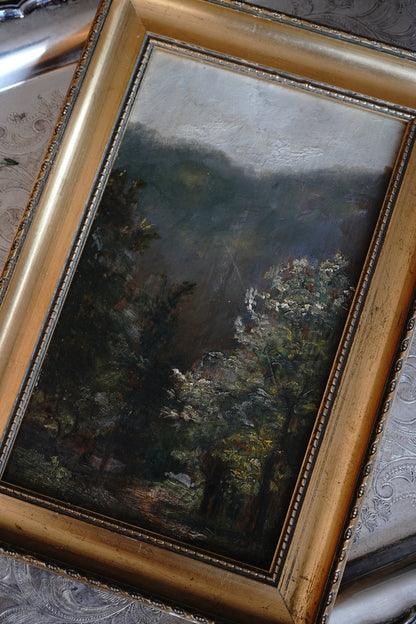 Antique Woodland Landscape Painting
