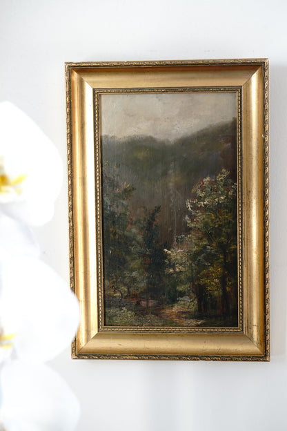 Antique Woodland Landscape Painting