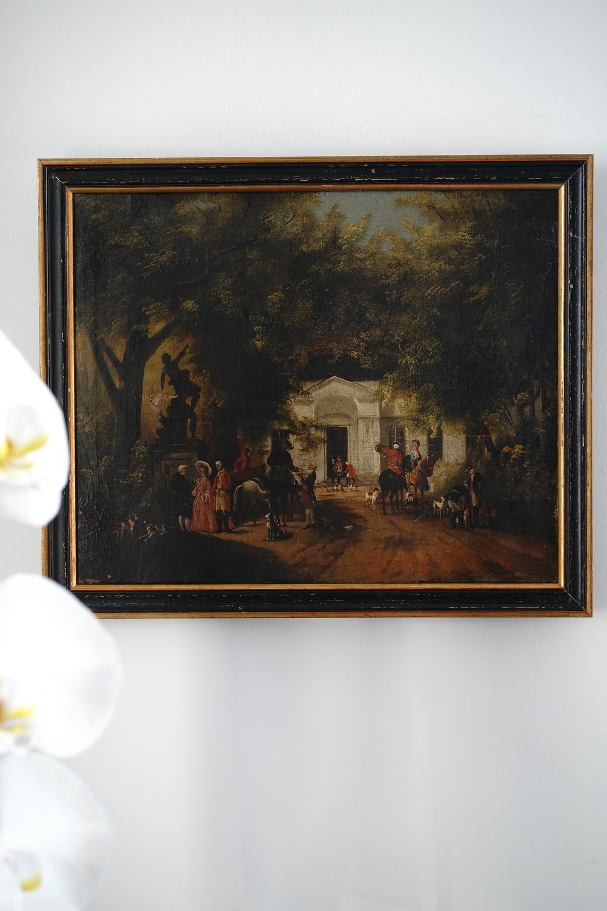 Antique The Hunting Party Painting Circa 1800s Attrib. Johann Hennings