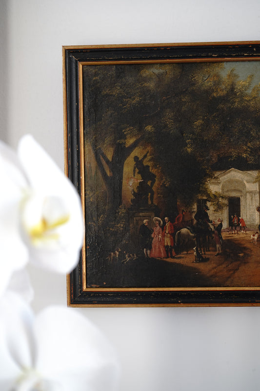 Antique The Hunting Party Painting Circa 1800s Attrib. Johann Hennings