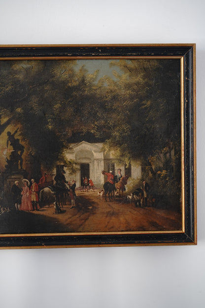 Antique The Hunting Party Painting Circa 1800s Attrib. Johann Hennings