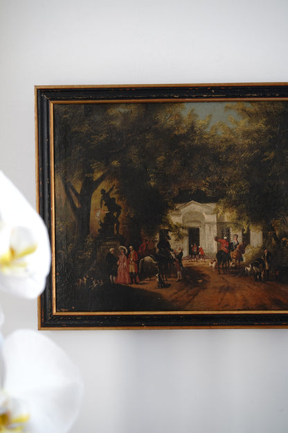 Antique The Hunting Party Painting Circa 1800s Attrib. Johann Hennings