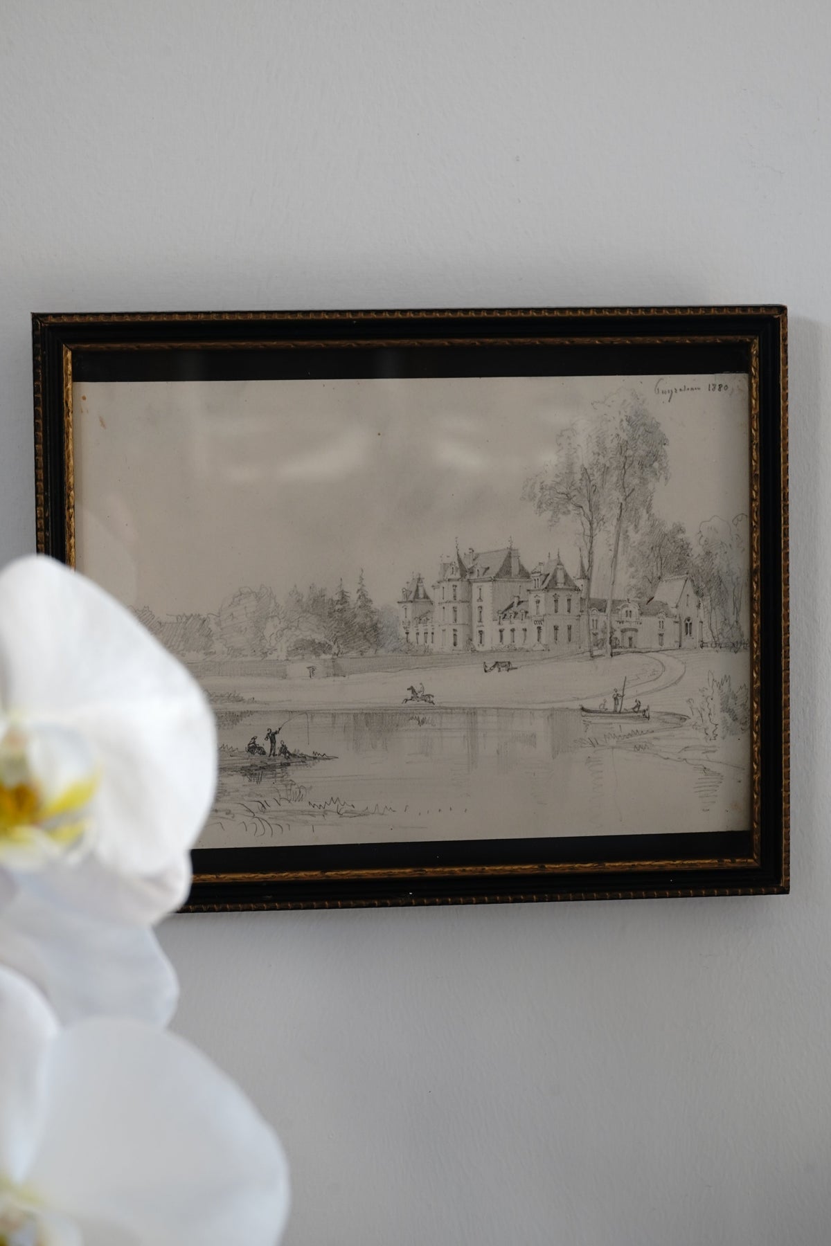 Antique Petite Castle Estate Drawing Circa 1880