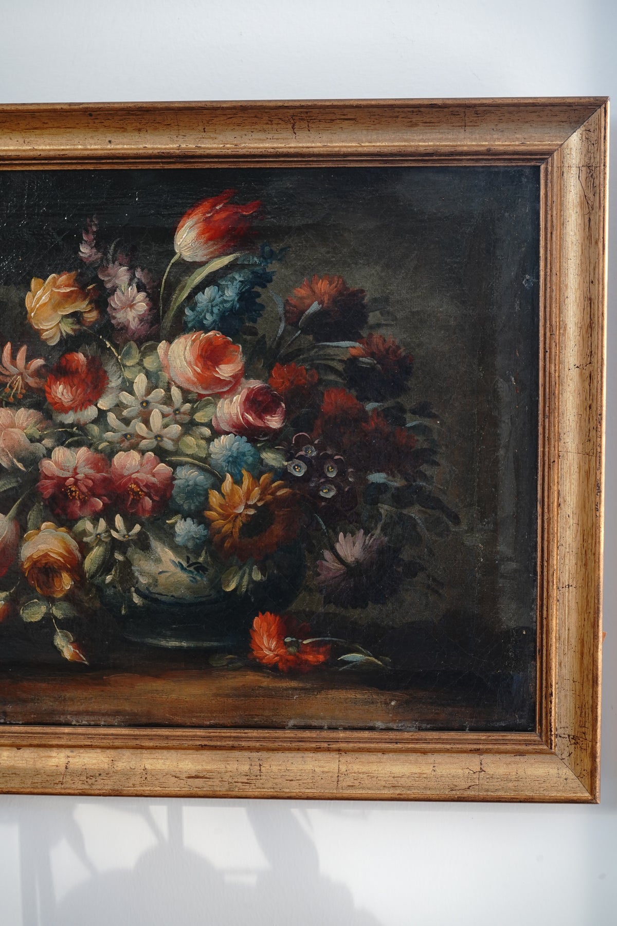 Antique 18th C Flemish Still Life of Florals Painting