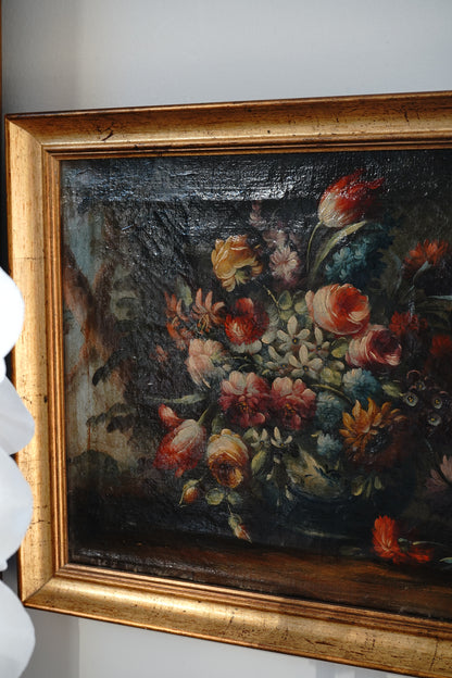 Antique 18th C Flemish Still Life of Florals Painting