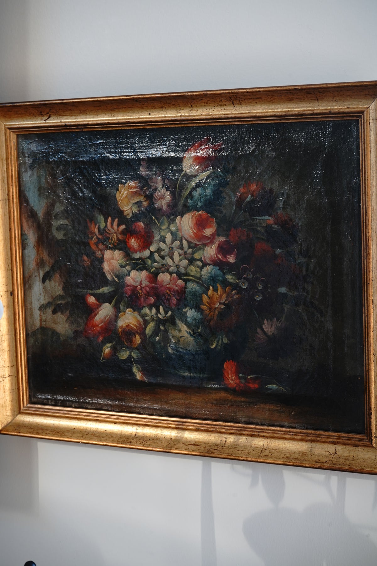 Antique 18th C Flemish Still Life of Florals Painting