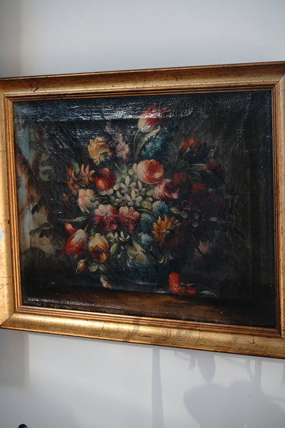 Antique 18th C Flemish Still Life of Florals Painting