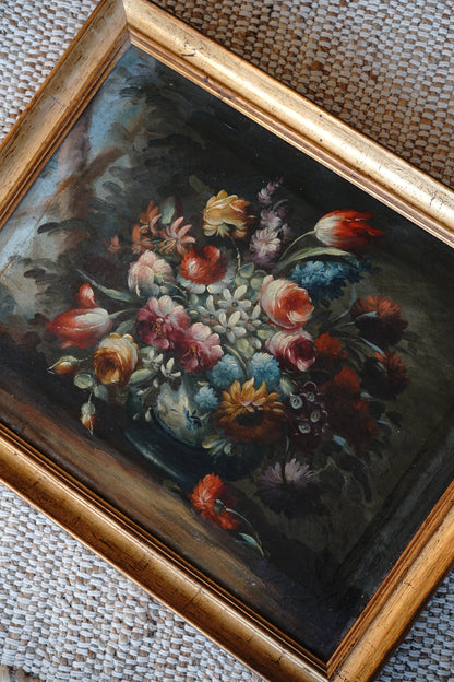 Antique 18th C Flemish Still Life of Florals Painting