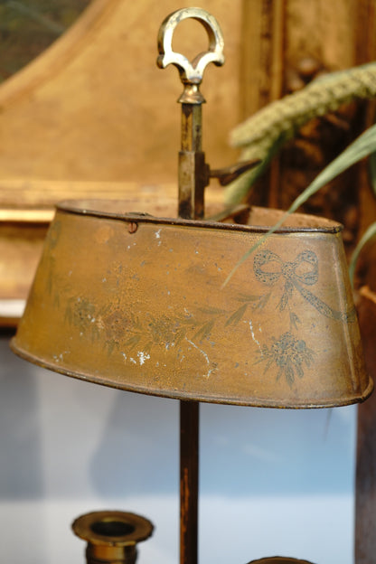 Antique French Bouillotte Metal Tole Lamp (non-electric)